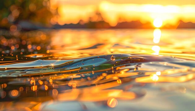 Sunset Reflection Calm Water with Gentle Ripples