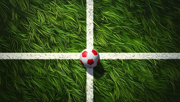 Fresh Soccer Field with Centerspot and Ball Ready Play