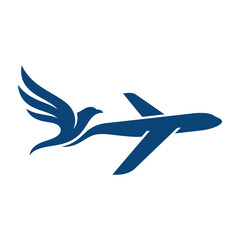 Obraz premium Airplane and bird silhouette logo representing travel and flight with airplane aviation silhouette