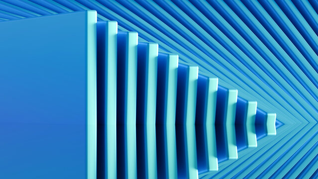 Modern 3D abstract blue geometric background with dynamic repeating lines. Ideal for tech websites, corporate presentations, digital marketing, banners, and modern UI design