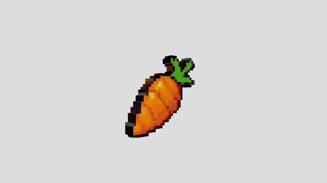 Pixel Art Carrot Vegetable Icon &ndash; Retro Game Asset