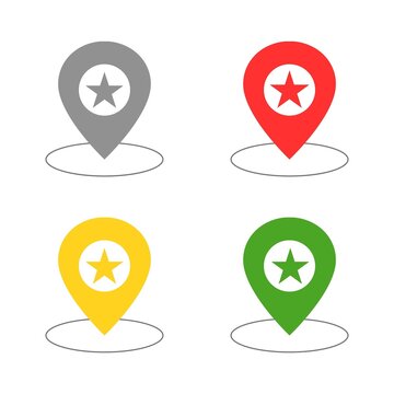 Favorite Location Map Pin Icon Set