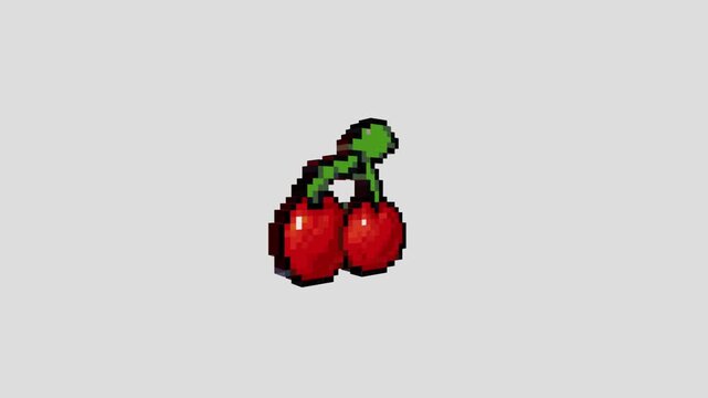 Pixel Art Cherries Fruit Icon &ndash; Retro Game Asset