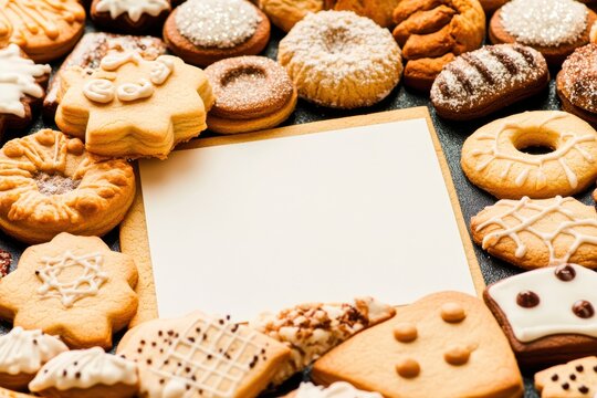 Delicious holiday cookies decorated with colorful sprinkles and chocolate chips