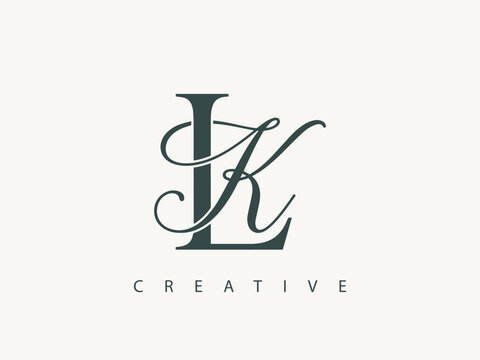 initial LK wedding monogram modern letter logo