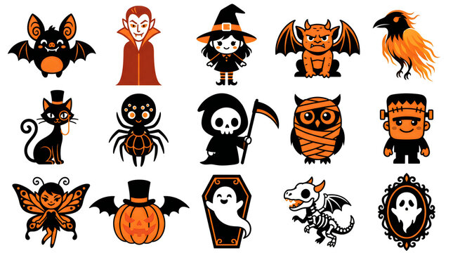 Halloween-themed cartoon character collection