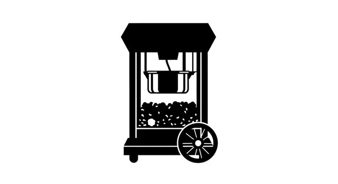 A black silhouette of a popcorn machine against a white background a classic concession stand staple silhouette