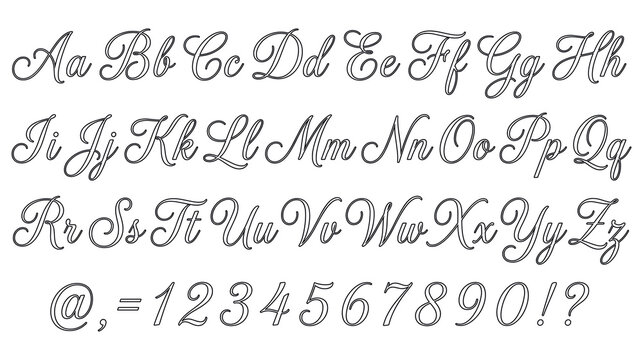 Elegant calligraphy alphabet letters for artistic writing.