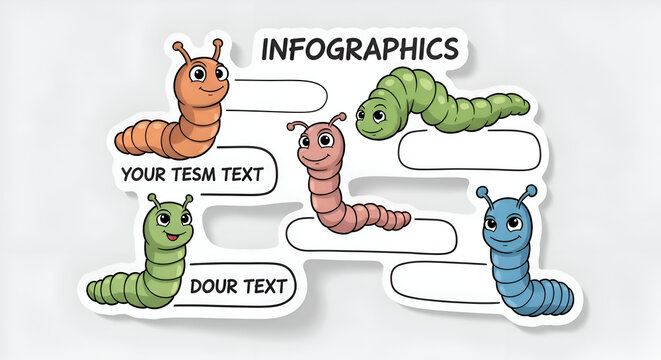 Engaging cartoon caterpillars guide your audience through colorful infographics and data visualization with playful steps and clear text areas