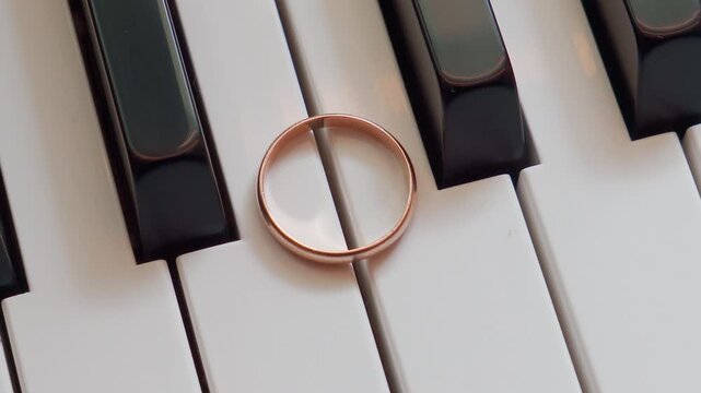 Wedding Ring On Piano Keys Slow Zoom Out