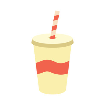 paper cup straw fast food flat icon