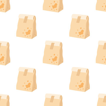 seamless pattern with kraft paper food bags