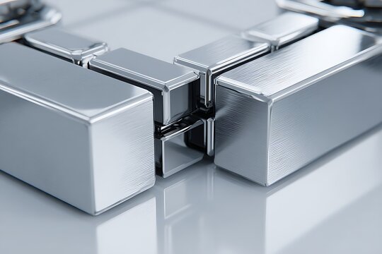 Abstract Metallic Chrome Blocks Industrial Precision Background