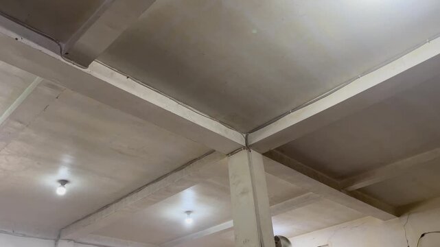 Interior Structural Architecture Of Building Ceiling With Concrete Beams