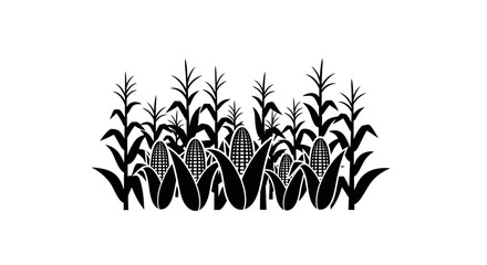 Fototapeta premium Cornfield Silhouette Vector Isolated