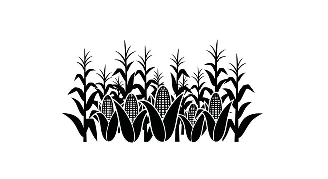 Cornfield Silhouette Vector Isolated