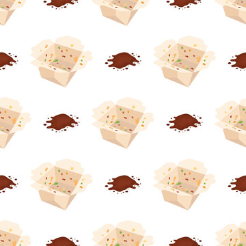 takeout box and soy sauce seamless pattern