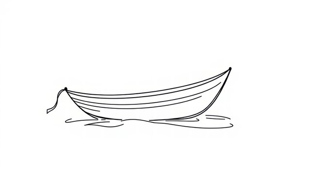 Minimalist hand drawn sketch of a small boat on water