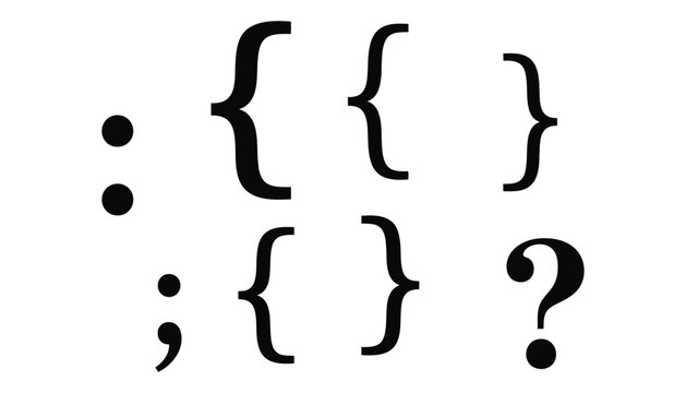 Syntax grammar icons punctuation symbols syntax question mark colon curly