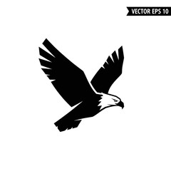 Fototapeta premium Eagle Flying Silhouette - Isolated Bird of Prey Icon