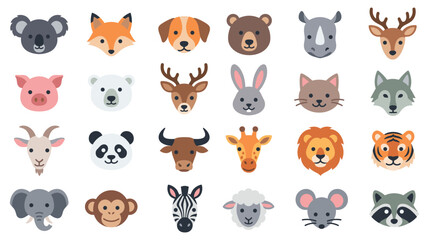 Naklejka premium cute animal faces avatars for profile pictures and icons.