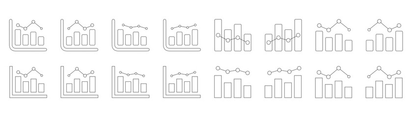 Obraz premium BUSINESS ANALYTICS BAR CHART AND LINE GRAPH ICON SET