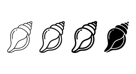 Obraz premium Seashell Icons Set, Conch Shell Vector Graphics, Marine Life Symbols, Oceanographic Elements