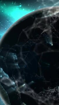 Animation of globe with network of connections on black background