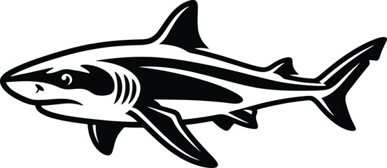 Fototapeta premium Great White Shark Swimming Predator Illustration Vector for Marine Biology Education, Sports Team Branding & Ocean Conservation Posters (EPS)