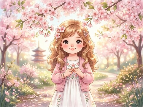 girl cherry blossom