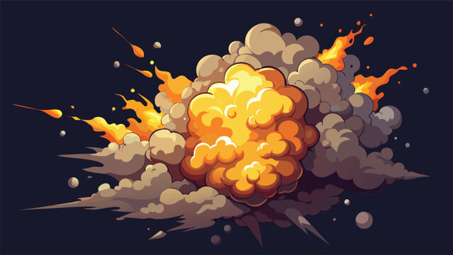 Editorial realistic explosion effect with bright orange fire and dust clouds vector illustration explosion destruction particle detonation fireball incident vector illustration