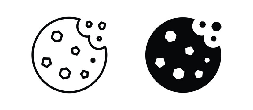 Web cookie icon, biscuit symbol for browser tracking, privacy settings, consent notices, website interface and digital technology vector