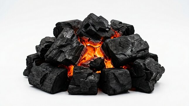 Burning charcoal pile
