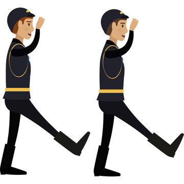 Soldiers in festive uniform marching during military parade vector icon