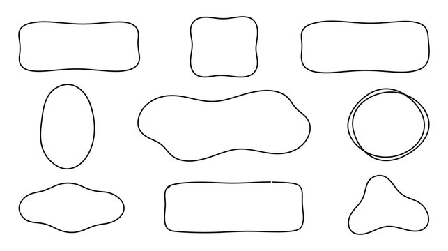 Minimalist hand drawn bubble frames and abstract speech outlines.