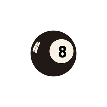 Simple vector illustration of a black billiard pool ball number 8. Magic eight ball, board games, pub leisure activities, billiards sport equipment and gambling concept