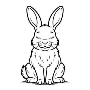 Cartoon rabbit with closed eyes and a happy expression