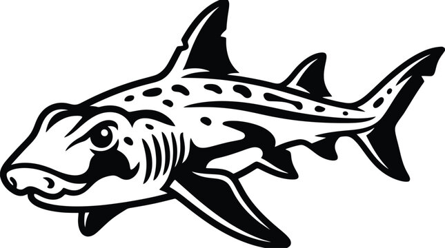 Aggressive Leopard Shark Mascot Swimming Vector Illustration for Sports Branding, Marine Education & Apparel Design Projects (EPS)