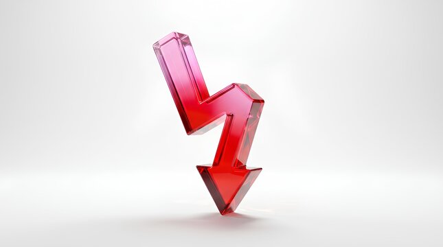 Red glass lightning bolt arrow pointing down.