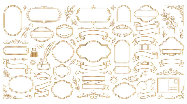 Antique gold linear borders and stationary elements.