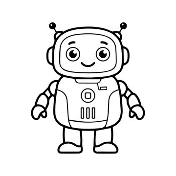 Robot silhouette cartoon character with large eyes and rounded features