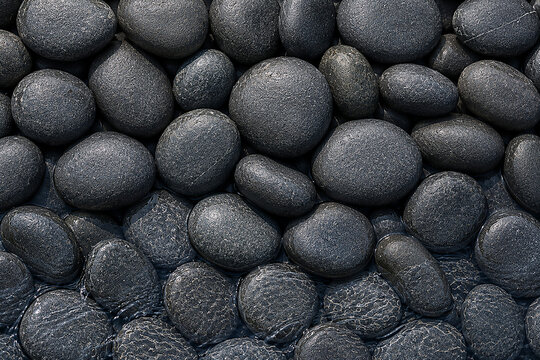 Smooth dark grey zen river stones macro texture background