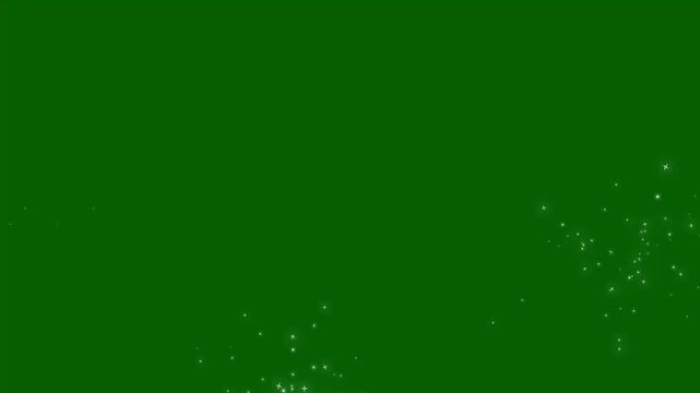 Magic light stars line effect fairy dust wand glitter stars trail transition on green screen, 4k. glowing white glitter star line animation with starry night twinkling, glowing pixie dust burst
