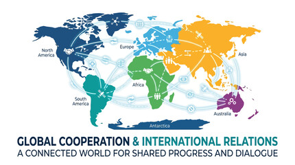 Naklejka premium Abstract World Map Connections Global Network Concept