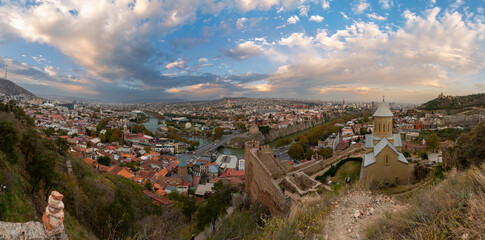 Aerial view of the city and the Kura River in Tbilisi, Georgia © Pavel