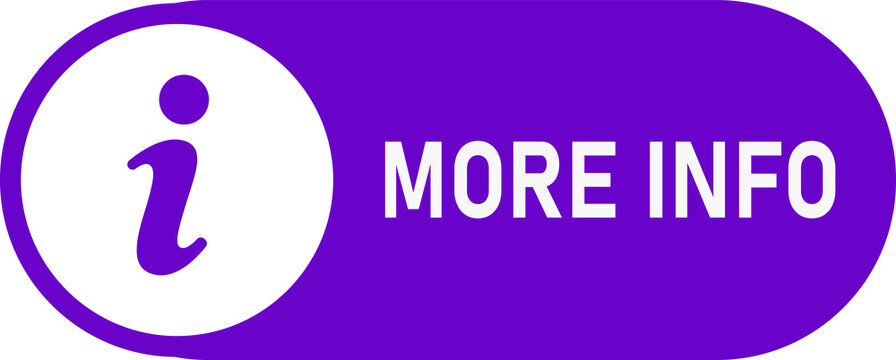 Purple More Info Button PNG, White Information Symbol for Website Details, Online Help and Digital Navigation Isolated on Transparent Background
