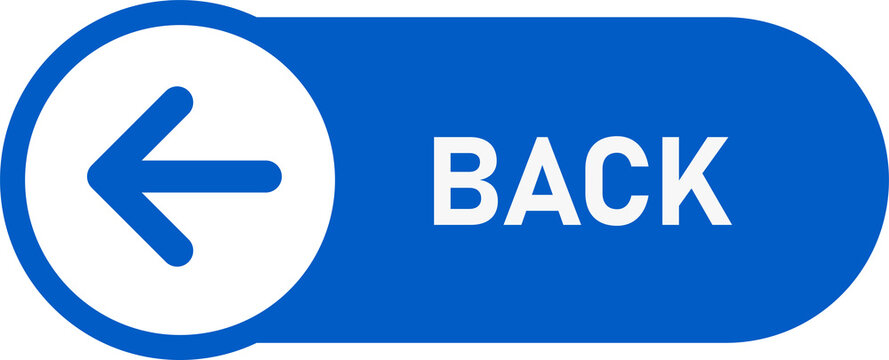 Blue Back Button PNG, White Left Arrow Navigation Symbol for Returning to a Previous Web Page Isolated on Transparent Background