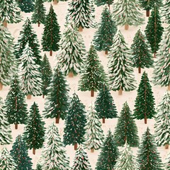 Fototapeta premium Winter trees create a repeating pattern filled with various shapes and colors