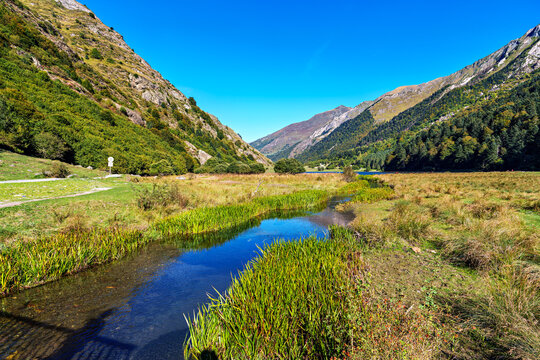 Wonderful altitude lake of Lac d'Estaing in the Lavedan, Hautes-Pyrenees, France.