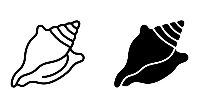 Conch Shell Icons, Marine Life Vector Art, Oceanographic Symbols, Nautical Design Elements